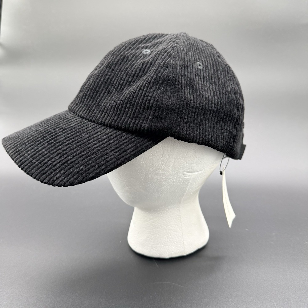 Anthropologie Black Corduroy Baseball Cap Adjustable Strapback Dad Hat NWT